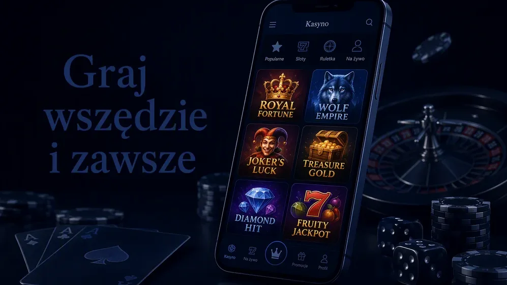 smartfon z grą kasynową na ekranie